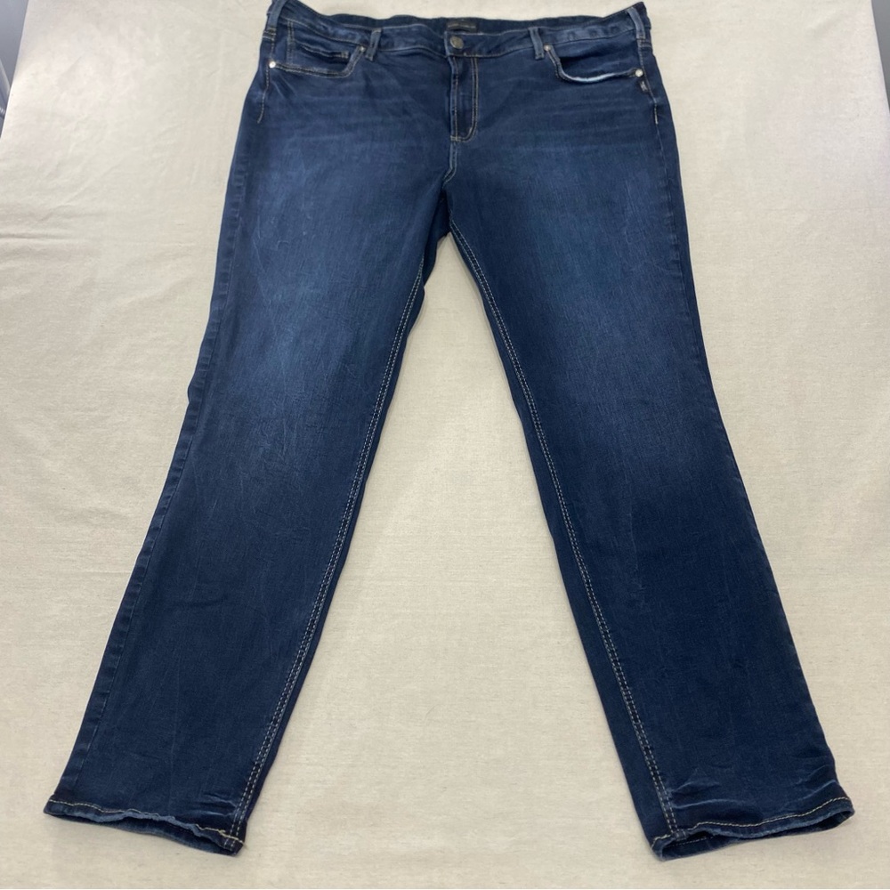 Silver Jeans Co. Womens SUKI Blue High Rise Straight Leg Jeans Stretch 42x33
